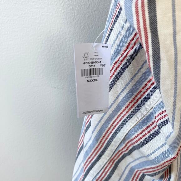 Old Navy Everyday Shirt Short Sleeve Button Down Regular Fit Striped Size XXXXL - Picture 6 of 8